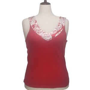 Vintage 90s Holiday Editions Red V-Neck Tank XL Minimalist Professional Workwear